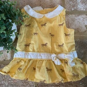Janie and Jack | Yellow Horse Print Dress & White Peter Pan Collar | 3 Months